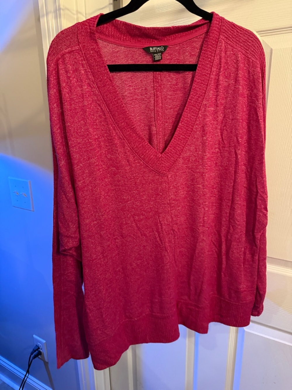 Buffalo David Bitton Bright Pink V-Neck Lightweight Sweater